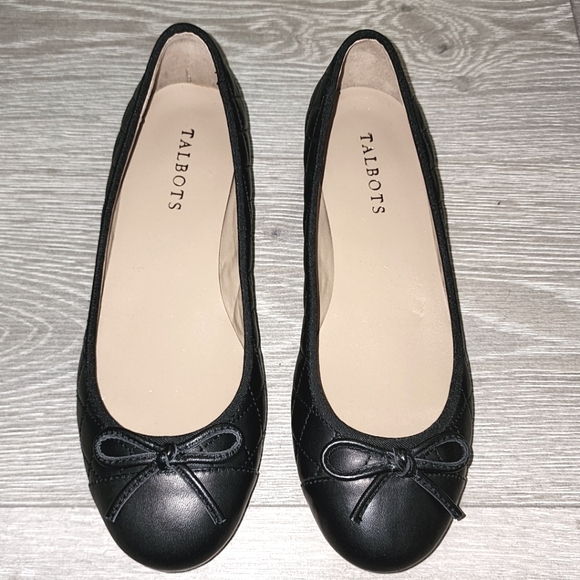 Talbots | Black | Leather | Quilted Ballet Flat | Size 7M - Picture 1 of 9